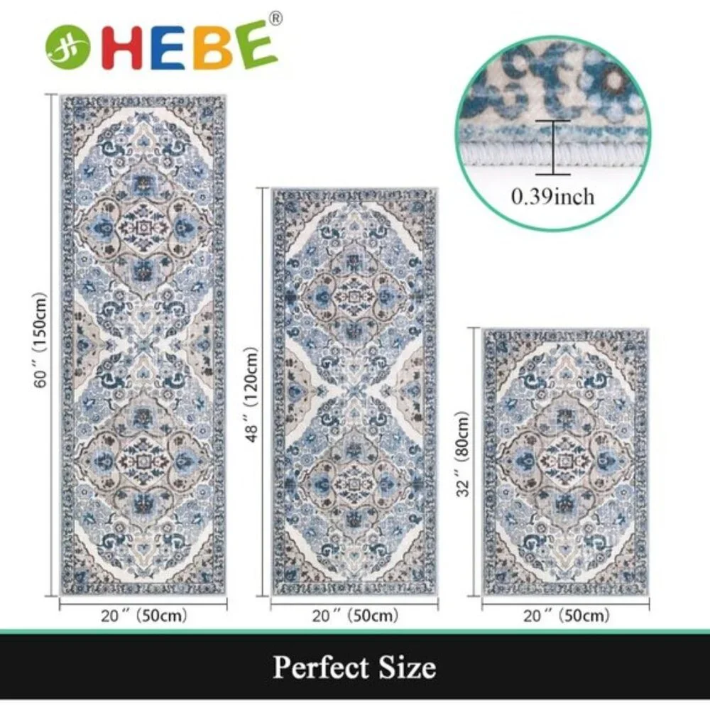 New 3-Piece Farmhouse Kitchen Rug Set Non-Slip Washable Mats for Floor & Hallway